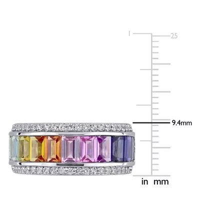 Womens Lab Created Multi Color Stone Sterling Silver Stackable Ring