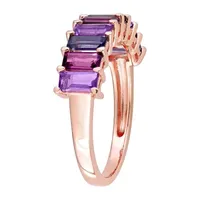 Womens Genuine Multi Color Stone 18K Rose Gold Over Silver Stackable Ring