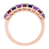 Womens Genuine Multi Color Stone 18K Rose Gold Over Silver Stackable Ring