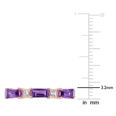 Womens Genuine Purple Amethyst 10K Rose Gold Stackable Ring