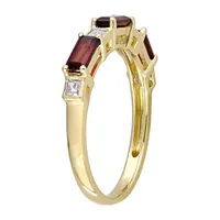 Womens Genuine Red Garnet 10K Gold Stackable Ring