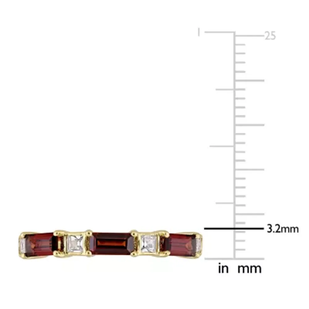 Womens Genuine Red Garnet 10K Gold Stackable Ring