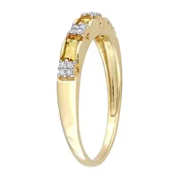 Womens Diamond Accent Genuine Yellow Citrine 10K Gold Stackable Ring