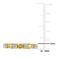 Womens Diamond Accent Genuine Yellow Citrine 10K Gold Stackable Ring