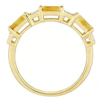 Womens Genuine Yellow Citrine 10K Gold Stackable Ring