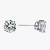 Silver Treasures Cubic Zirconia Sterling Silver 4.8mm Round Stud Earrings