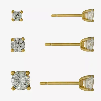 Silver Treasures Pair Cubic Zirconia Earring Set