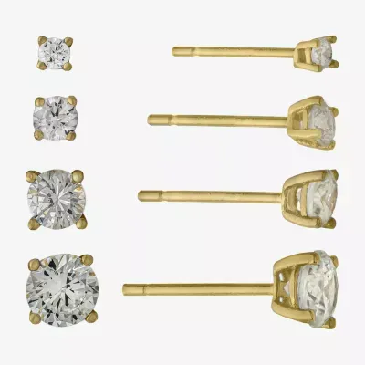 Silver Treasures Pair Cubic Zirconia Earring Set