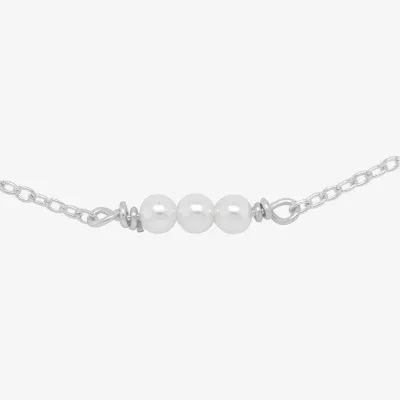 Itsy Bitsy Simulated Pearl Sterling Silver 16 Inch Cable Pendant Necklace