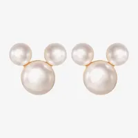 Disney Classics White Cultured Freshwater Pearl 14K Gold 8.1mm Stud Earrings