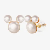 Disney Classics White Cultured Freshwater Pearl 14K Gold 8.1mm Stud Earrings