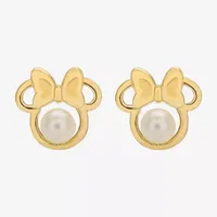 Disney Classics White Cultured Freshwater Pearl 14K Gold 9.5mm Stud Earrings