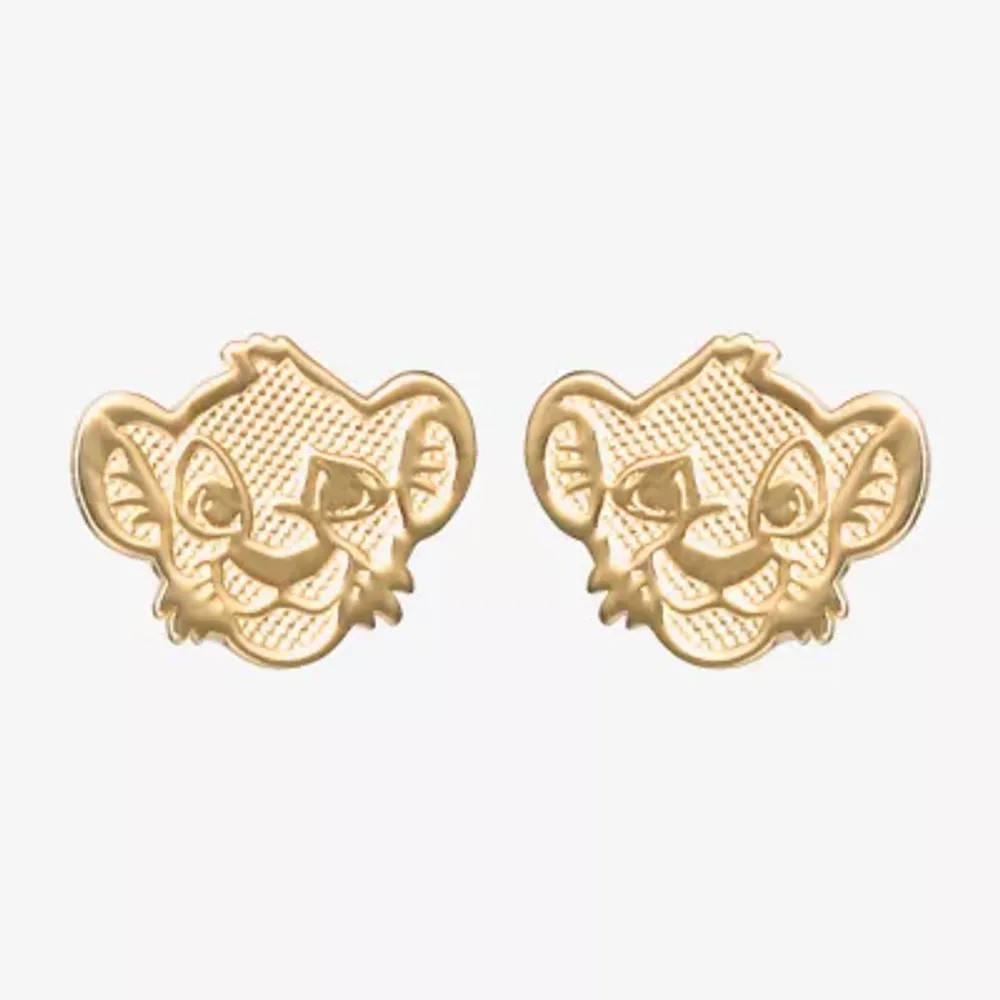 14K Gold 7.5mm Lion Guard The Lion King Stud Earrings