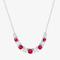 Womens Lab Created Ruby Sterling Silver Pendant Necklace