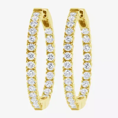 (H-I / I1) Womens 1 CT. T.W. Lab Grown White Diamond 10K Gold 22mm Hoop Earrings