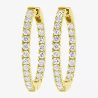 (H-I / I1) 1 CT. T.W. Lab Grown White Diamond 10K Gold 22mm Hoop Earrings