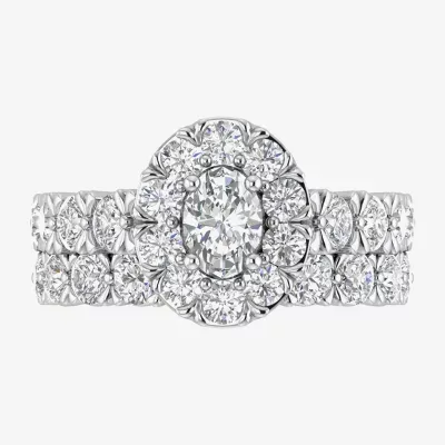 Signature By Modern Bride (G-H / Si2) Womens 3 CT. T.W. Lab Grown White Diamond 10K Gold Round Bridal Set