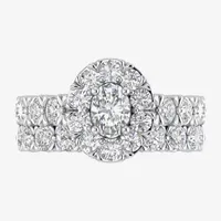 Signature By Modern Bride (G-H / Si2) Womens 3 CT. T.W. Lab Grown White Diamond 10K Gold Round Bridal Set