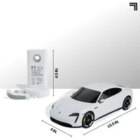 Sharper image Porsche Taycan Turbo S Remote Control Electric Car With LED Lights and USB-C Charging Station