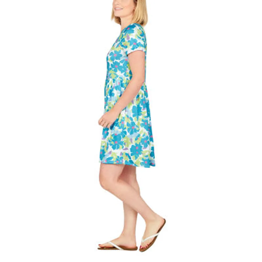 Larky Lark Womens Short Sleeve Floral T-Shirt Dress