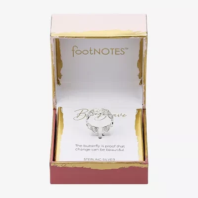 Footnotes Brave Sterling Silver Butterfly Band