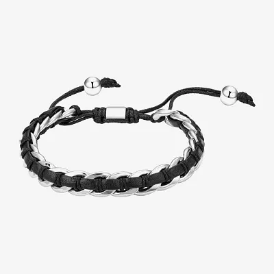 J.P. Army For Men Leather Link Stainless Steel Bolo Bracelet