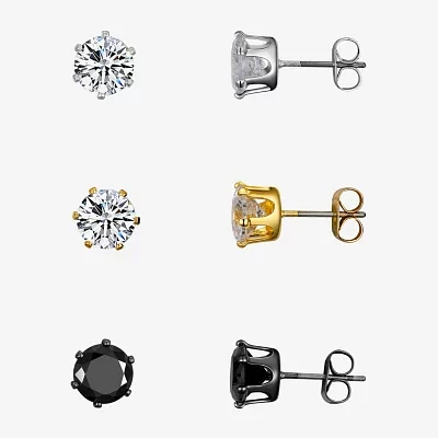 J.P. Army 3 Pair Cubic Zirconia Earring Set