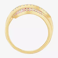 Womens Lab Created Emerald, Sapphire or Ruby 14K Gold Over Silver Sterling Cocktail Ring