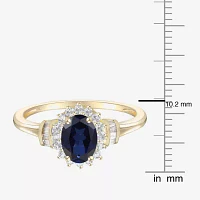 Gemstone & 1/4 C.T. T.W. Diamond 10K Gold Oval Halo Cocktail Ring