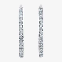 (H-I / I1) 1/2 CT. T.W. Lab Grown White Diamond 10K or 14K Gold 20.7mm Hoop Earrings