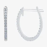 (H-I / I1) 1/4 CT. T.W. Lab Grown White Diamond 14K or Yellow Gold 16.4mm Hoop Earrings