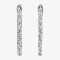 1/2 CT. T.W. Genuine White Diamond 14K Gold 17mm Hoop Earrings