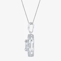 Diamond Blossom (G / Si2) Womens 1 CT. T.W. Lab Grown White Diamond 10K White Gold Round Pendant Necklace