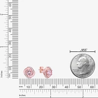 Genuine Pink Morganite 10K Rose Gold 9mm Stud Earrings