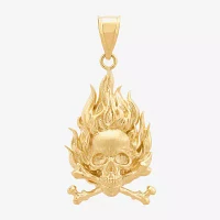 Mens 10K Gold Skull Pendant