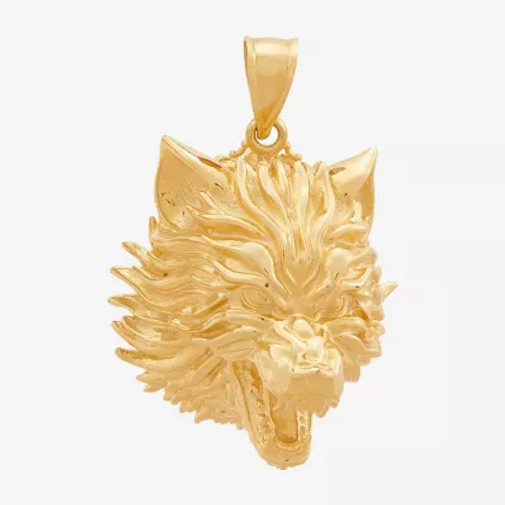 Wolf Mens 10K Gold Pendant