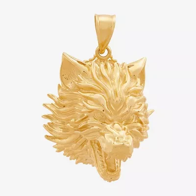 Wolf Mens 10K Gold Pendant