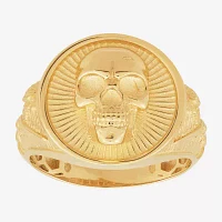 Mens 10K Gold Skull Fashion Ring