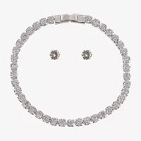 Sparkle Allure Light Up Box Womens Simulated Cubic Zirconia Pure Silver Over Brass Round 2-pc. Jewelry Set