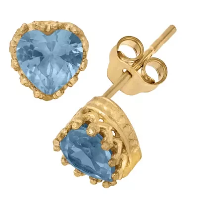 Lab-Created Aquamarine 14K Gold Over Silver Earrings