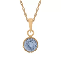 Lab-Created Aquamarine 14K Gold Over Silver Pendant Necklace