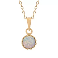Simulated Opal 14K Gold Over Silver Pendant Necklace