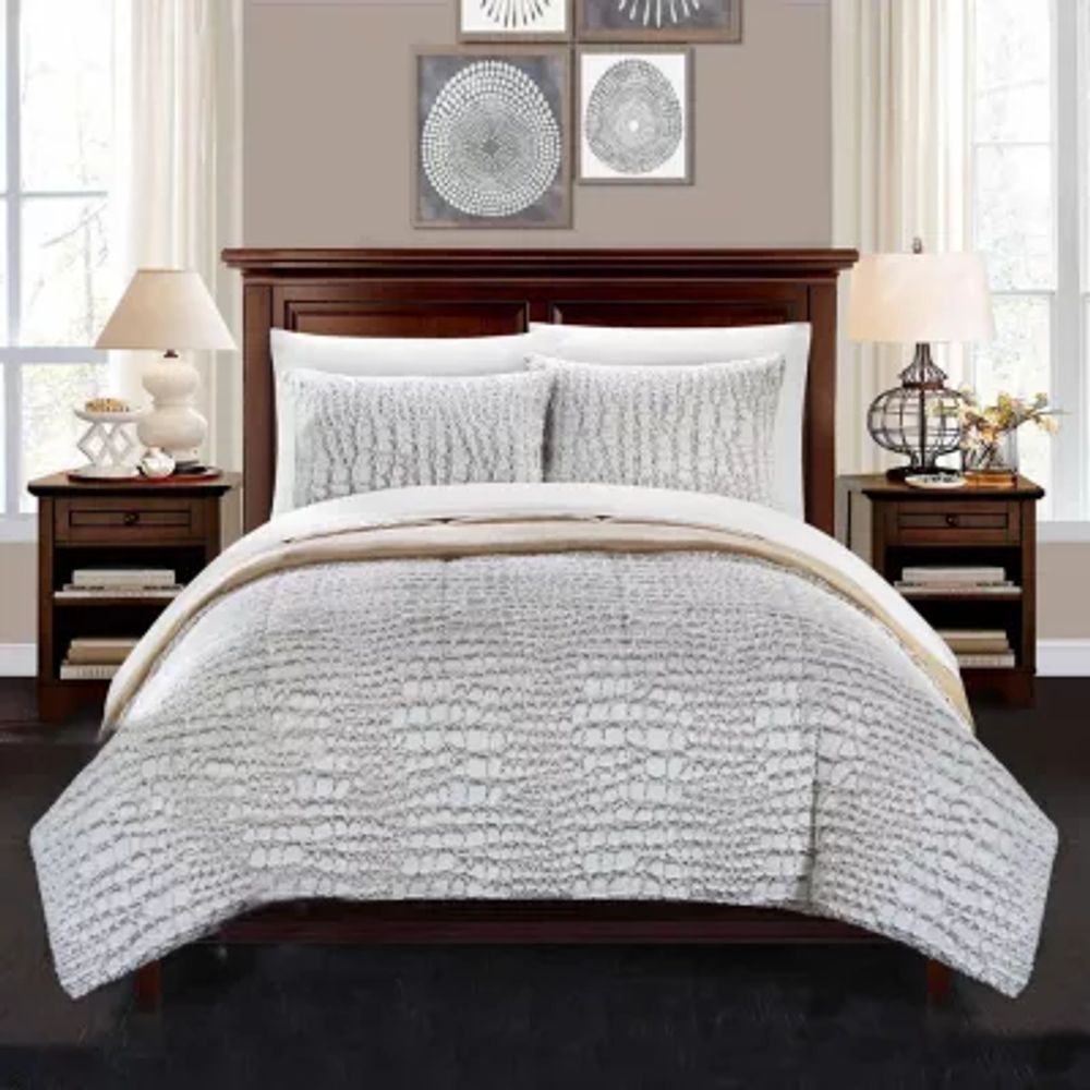 Chic Home Faux Alligator Queen 3pc. Midweight Reversible Comforter Set