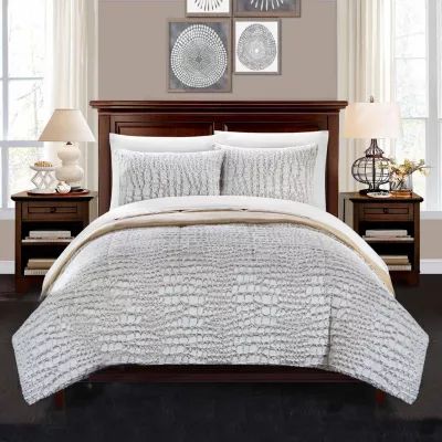 Chic Home Faux Alligator Queen 3pc. Midweight Reversible Comforter Set
