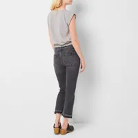 a.n.a Womens High Rise Straight Cropped Flare Jean