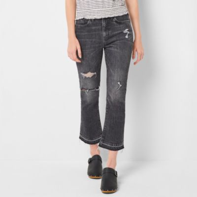 a.n.a Womens High Rise Straight Cropped Flare Jean