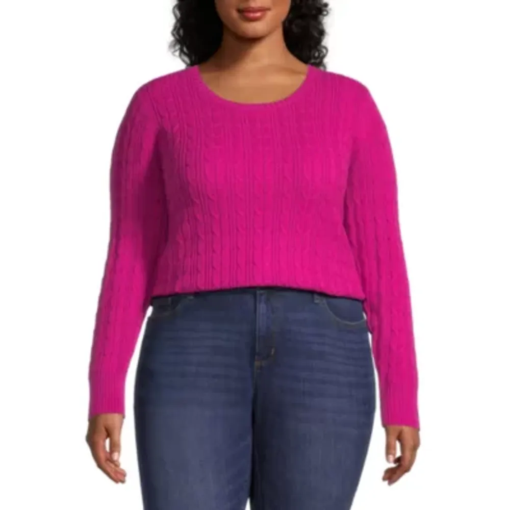 St. John's Bay Plus Womens Crew Neck Long Sleeve Pullover Sweater |  Vancouver Mall