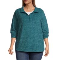 St. John's Bay Plus Polar Fleece Womens High Neck Long Sleeve Quarter-Zip Pullover