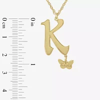 Personalized Butterfly Initial 14K Gold Over Silver Pendant Necklace