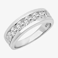 7.5MM 2 CT. Lab Created White Moissanite Sterling Silver Round Wedding Band